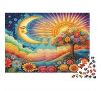 Fantasy Moon Sun Tree 100% Recycled Cardboard Cosmic Tree Mountain 1000 Piece Jigsaws for Adults Brain Development Classic Games 38x26cm/1000pcs