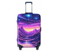 Fantasy Mountain Falls Galactic Starry Night Sky Housse de protection élastique pour valise de voyage Motif rayures, Noir , S