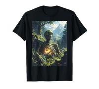 Fantasy Mousse Squelette Crâne Nature Forêt Cottagecore Art T-Shirt