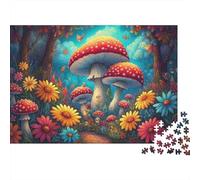 Fantasy Mushroom Forest 1000 pièces Forêt Champignons géants Puzzle Adulte Carton épais Anti-Stress Jeu éducatif Cadeaux Femme & Homme 38x26cm/1000pcs