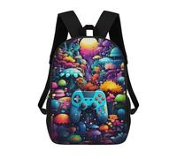 Fantasy Mushroom Forest with Game Controller Sac À Dos Enfant, Sac À Dos Anime, Grand Sac À Dos Enfant, Sac À Dos Imprimé En 3D Pour Enfants, Cartable, Cartable Pour Garçons Et Filles 17inch