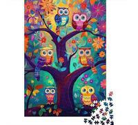 Fantasy Owl Family sur Les Branches florissantes 1000 Pièce Carton Extra Épais Puzzle Premium Amants De Famille Formation De Concentration Joyeux Cadeau Le 52x38cm/1000pcs