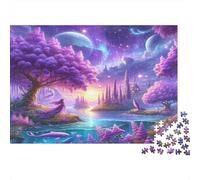 Fantasy Planet Landscape Colourful Purple Fairy Castle 1000 Pcs Puzzle Adults Beautifully Illustrated Unique Home Activity 52x38cm/1000pcs