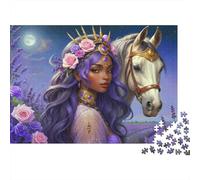 Fantasy Queen with Horse Colourful Fairy Princess & Horse 1000 Pcs Jigsaw Puzzles Adults Brain Development Classic Educational Games 38x26cm/1000pcs