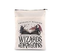Fantasy Reader Gift Fantasy Books Lover Gift Probly Reading Books About Wizards & Dragons Book Sleeve Book Sleeve Book Sleeve Book Protector with Zipper (Wizards & Dragons)