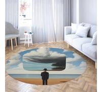 Fantasy réalité virtuelle Rond Tapis Amusant Science-Fiction océan Plage antidérapant Lavable Cercle Tapis pour Chambres à Coucher décor de Chambre d’Adulte 160cm