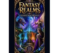 Fantasy Realms: Coloring Book for Adults: 50 Fantasy Illustrations Featuring Dragons, Warriors, Queens, Wizards, Castles, and Magical Worlds