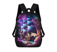 Fantasy Sailing Ship Artwork Sacs À Dos Imprimés En 3D Pour Enfants 17inch Sacs À Dos Tendance Et Décontractés Pour La Journée, Sacs De Voyage, Sacs À Dos D'extérieur Pour Garçons Et Filles