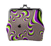 Fantasy Sci-Fi Vertiges Impression Double Fermoir Cadre en Métal Cuir Pochette à Change Portefeuille pour Femme avec Clés Petit Sac à Main, Noir , Taille unique
