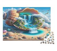 Fantasy Shell Island Colourful Shell Island Waterfall 1000 Pieces Jigsaws Adults The Impossible Challenge Home Activity 38x26cm/1000pcs