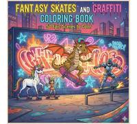 Fantasy Skates And Graffiti Coloring Book: 50 Epic and Cool Scenes of Fantasy Creatures on Skates And Skateboards with Street Graffiti Backgrounds