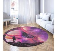 Fantasy Starry Sky Tapis Rond pour Chambre à Coucher Abstrait Espace Extra atmosphérique planète Motif Cercle pour Chambre d’Adolescent antidérapant à Poils Ras Tapis Chaise 240cm