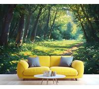 Fantasy Sunshine Forest Mural 3D Forest Path Wall Mural Vert Paysage Naturel Papier Peint Soleil Feuillage Nature Sticker Mural pour Chambre Salon 430 x 300 cm