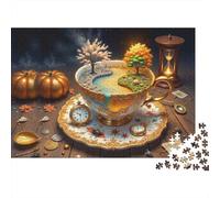 Fantasy Tea Cup Scene 1000 pièces Tasse Vintage Nature Morte Puzzle Adulte Carton épais Décompression Jeu éducatif Idée Cadeau 38x26cm/1000pcs