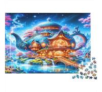 Fantasy Teapot House Adult Jigsaws for Decompression: Magical Teapot Castle Educational Game Challenge Wall Decoration 52x38cm/1000pcs