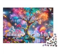 Fantasy Tree Glow 1000 pièces Reflet Arbre néon Puzzle Adulte Carton épais Relaxation Difficile Cadeau Anniversaire 38x26cm/1000pcs