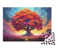 Fantasy Tree Landscape Colourful Fiery Sunset Tree 1000 Pcs Jigsaws for Adults The Impossible Challenge Brain Development 70x50cm/1000pcs