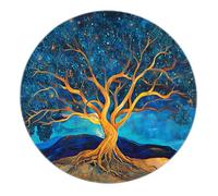 Fantasy Tree of Life Round Rug Elegant Fantasy Blue Tree Soft Area Tapis antidérapants à Poils Ras pour Salon Salle à Manger Bureau 160cm
