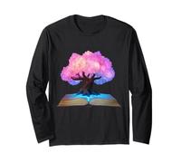Fantasy Tree of Light Open Book of Mystical Dream Tee Manche Longue
