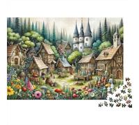 Fantasy Village Scene 100% Recycled Cardboard Magical Cottage Village 1000 Piece Puzzle for Adults The Impossible Challenge Fun Present 52x38cm/1000pcs