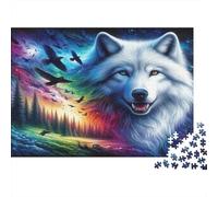 Fantasy Wolf Art 100% Recycled Cardboard Mystic White Wolf 1000Pc Puzzle Adults and Children Challenging & Brainteasing 38x26cm/1000pcs
