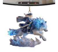 Fantasy World Décoration de Père Noël - Décoration acrylique 2D - Décoration de Noël 2D à suspendre - Loup - Pendentif acrylique pour porte, table, manteau, chambre, balcon, jardin, fête et miroir de