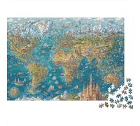 Fantasy World Map_1 1000 pièces Paysage château Floral Puzzle Adulte Carton épais Anti-Stress Difficile Idée Cadeau
