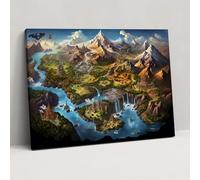Fantasy World Map Impression sur toile - Carte du monde, fantaisiste, impression sur toile, 71,1 x 50,8 cm