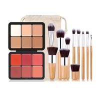 FantasyDay 6 Couleurs Makeup Fard à Joues Anti-Cernes Contouring Kit Crème Correcteur de Teint avec 11 Pinceaux Maquillage - Full Coverage Concealer Palette pour Les Cernes, Masque les Imperfections