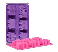 FantasyDay® Ensemble de 2 Ustensiles à pâtisserie Antiadhésif Moule en Silicone pour Muffins, gâteau au Chocolat, Moule à savons, Cupcake Et Gelée - Silicone de Qualite Superieur - Carton Train