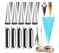 FantasyDay Lot de 18 tubes à cannoli antiadhésifs en acier inoxydable pour pâtisserie, croissant, coquilles de cannolis avec 1 pinceau de nettoyage