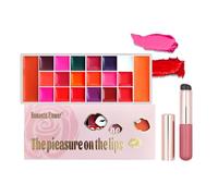 FantasyDay Lot de 20 gloss à lèvres imperméables et durables avec pinceau de maquillage, palette de gloss à lèvres pour femme, hydratant, soin des lèvres, coffret cadeau