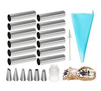 FantasyDay Lot de 21 tubes à cannoli antiadhésifs en acier inoxydable pour pâtisserie, croissant, coquilles de cannolis avec 1 pinceau de nettoyage