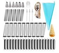 FantasyDay Lot de 50 tubes à cannoli antiadhésifs en acier inoxydable avec 3 brosses de nettoyage pour gâteau de Noël, gâteau d'anniversaire