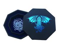 Fantasydice - Cthulhu Tome-Blue - Plateau à dés octogonal de 20 cm avec Couvercle et Zone de Mise en scène de dés - Peut contenir 5 Ensembles (7 dés Standard) pour Tous Les RPG de Table comme D&D