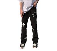 FantasyGears Y2k Jeans pour homme Grunge Baggy Hip Hop Jambe droite Graphic Denim Joggers Loose Goth Pantalon streetwear, Z#Croix noire, Taille M