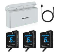 Fantasyo DJI Osmo Action 5/4/3 Lot de 3 batteries 2100 mAh pour DJI Osmo Action 5/4/3 Noir et chargeur rapide 3 canaux entièrement compatible avec batterie et chargeur