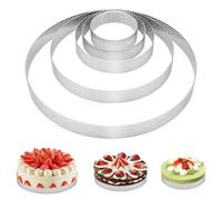 Fantasyon 5PCS 6/8/10/15/20cm/Ht 2cm Cercle Rond perforé Acier Inoxydable,Cercle Tartelette Perforé INOX,Cercle à Tarte perforé pour Mousse Et Tartes Aux Fruits Anneau (6/8/10/15/20CM)