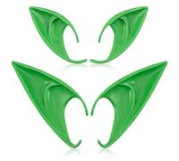 Fantasyon Lot de 2 paires d'oreilles d'elfe pointues en latex Vert | Oreilles de gobelin pointues douces et pointues - Accessoires de déguisement pour Halloween