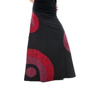 Fantazia - Jupe - Jupe longue psychedelic nepali dream noir rouge hiver XXL - ( 44-46 )