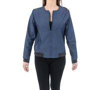 Fantazia - Manteau femme - Veste style blouson teddy Jean urban chic blue denim et jersey noir
