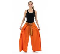Fantazia - Pantalon baba cool femme - Pantalon ethnique leger ceinture sari brillant orange Orih Taille unique