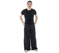 Fantazia - Pantalon grande taille homme - Pantalon mixte large droit basique coton leger noir uni Pyanta