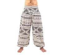 FANTAZIA Pantalon Sarouel Elastique Mixte White Zoulou - Taille Unique Noir