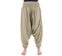 FANTAZIA Pantalon Sarouel Elastique uni Aladin sarwel Indien - Taille Unique - 100% Coton - Chanvre - Baba Cool Roots - Confortable & Original - Créé en France, Fabrication Ethique Depuis 2004