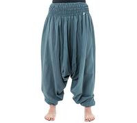FANTAZIA Pantalon Sarouel Elastique uni Aladin sarwel Indien - Taille Unique Gris-Bleu