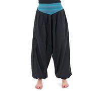 FANTAZIA Pantalon Sarouel V Aladin sarwel Indien - Taille S au XXXL Noir Rayures turquoises