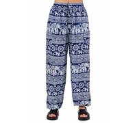 FANTAZIA Pantalon Soyeux Bouffant éléphants KohLanta - Taille S au XXXL Bleu
