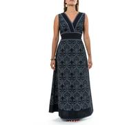 Fantazia - Robe grande taille - Robe longue print ethnic chic noir gris Anissa M - (36-38)