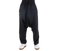 FANTAZIA Sarouel Droit Basique Original Pramukha - Taille S au XXXL - 100% Coton - Noir - Asiatique Mao - Confortable & Original - Créé en France, Fabrication Ethique Depuis 2004 - Harem Pants